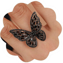 Verstelbare ring met kristallen vlindermotief