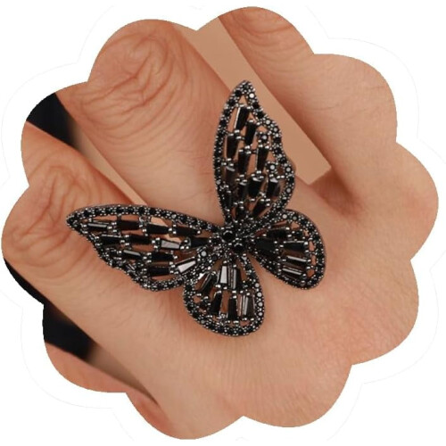 Verstelbare ring met kristallen vlindermotief