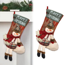 Christmas Sock Gift Bag Pendants, Large Fireplace Stockings with Santa Snowman Bells, Festive Home Tree Holiday Decoration Set