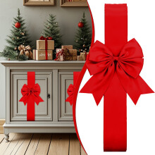 Lazos decorativos para gabinetes - Kit de 1 cinta navideña roja grande para adornar gabinetes de cocina, puertas, ventanas y decoración de fiestas