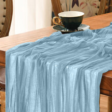 Boho Gauze Green Wedding Table Runner Fabric Kitchen Dining Holiday Table Decor For Home Party Indoor