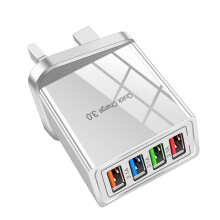 Szybka ładowarka 4USB3A, zasilacz sieciowy 60 W kompatybilny z systemem Android, wąska wtyczka brytyjska, szybkie ładowanie 18 W