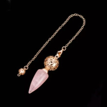 Cone Shape Reiki Pendulum Pendant Home Decoration-Rose Gold-Amethyst