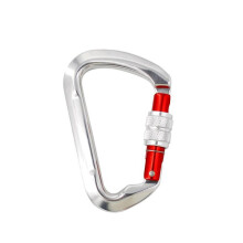 25KN Locking Climbing Carabiner, Heavy Duty Large Carabiner Clip for Rock Climbing, Rappelling, Hunting, and Rescue Gear-Silver