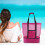 Sac de plage rose en filet avec compartiment sec/humide 1