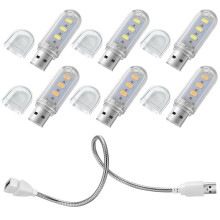 OSALADI5Pcs LED-yövalo USB-kannettavan tietokoneen näppäimistölamppu Yölukemisvalo Kannettava minipöytävalaisin Kotiasuntolaan Kouluun