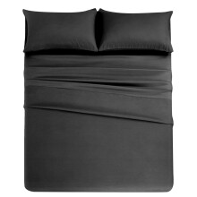 ,Bedding Set 4 Piece Durable Polyester Soft Lightweight Breathable Comfortable Set for Bedroom Home Easy Care and Stylish Design Black FULL