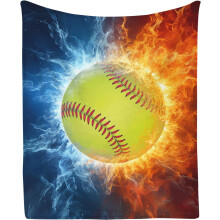 Couverture de softball 76 x 102 cm – Motif Feu et Glace, cadeau idéal pour les joueuses de softball, cadeau d'équipe, compatible avec les