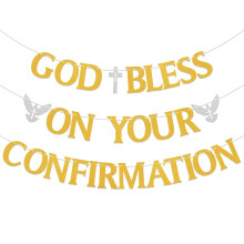 Pancarta "Dios te bendiga en tu Confirmación" – Decoración para Bautizos, Confirmaciones y Baby Showers, compatible con temas de fiestas