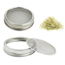 Lot de 2 bocaux à germer ronds argentés de 8,4 cm (3,3 pouces) pour égoutter, tamiser et faire tremper, pour une utilisation à la maison et en