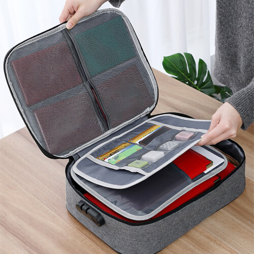 File Organizer Bag with Lock, Gray