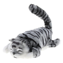 Gatto elettronico di peluche - Coda elettrica che si muove e si scodinzola - Grigio