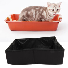 Black Collapsible Waterproof Cat Litter Box for Travel, M Size