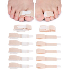 12-Pack Fabric Hammer Toe Corrector, Reusable Buddy Tape Wraps, Straightener & Splint for Broken/Crooked/Bent Toes