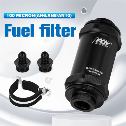 Universal Filter BLACK AN10 Inline Fuel Filter E85 Ethanol with 100μm (0.1MM) Stainless Steel Element 2
