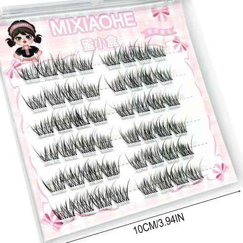 (6 Rows Glue free) Fluffy Natural Black C Curl Lashes 9-12mm 2