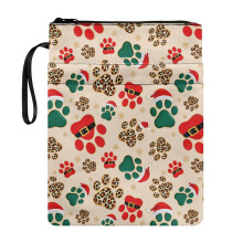 Paw Print Leopard Print Zipper Pouch Storage & Portability with Handle Polyester Fabric Book Carrying Case for Teachers Class Office Pocket Washable