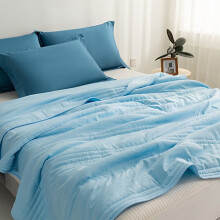 Queen Lightweight Solid Quilt, Machine Washable Summer Cool Thin Fiber Quilt (Blue, 80x60in) – ANMUYUM