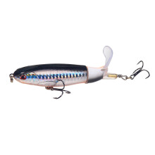 DAMAI 8Pcs Bass Fishing Lures – Floating Popper with Rotating Tail, 3D Minnow Baits, Treble Hooks, Compatible with Saltwater & Freshwater