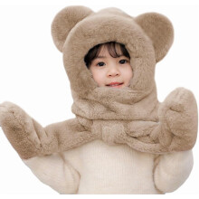 Children's 3-in-1 Scarf, Gloves, and Hat Set: Warm and Cute Faux Fur Long Hat with Earflap, Scarf, and Mittens; Suitable for Boys and Girls
