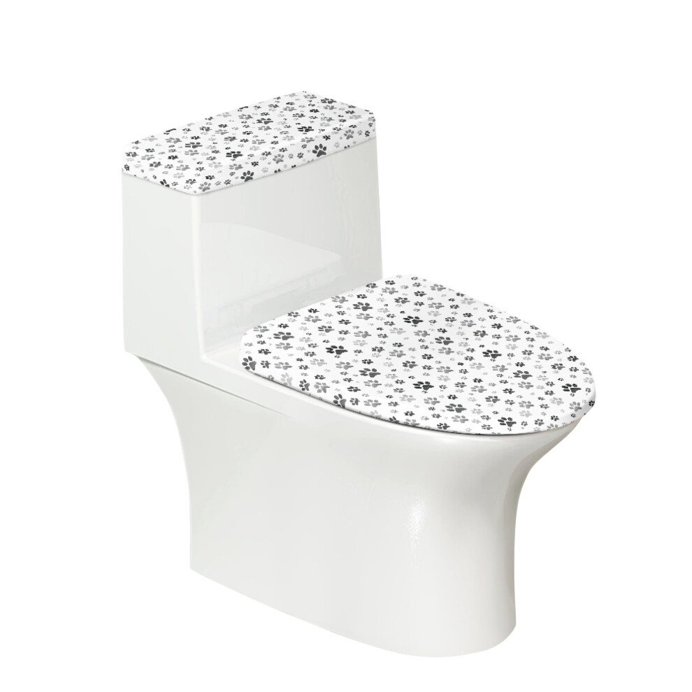 Paw Prints Polyester Toilet Lid Cover With Elastic Edge 9336866196818