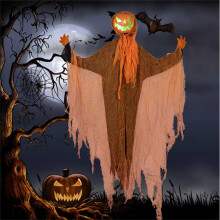 Halloween Pumpkin Scarecrow Prop with Glowing Eyes 48 inch