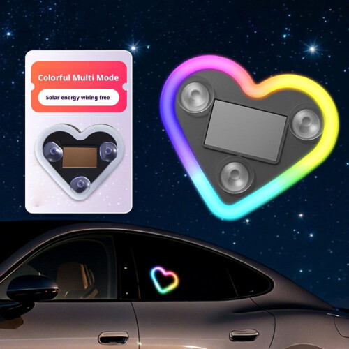Solar-Powered Heart LED Ambient Light Waterproof Car Lamp 2