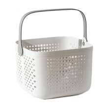 Portable Bathroom Storage Basket with Drainage Holes, Thick Plastic, Handles, Compatible with Shower, Towels & More