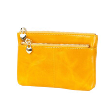 Compact Mini Wallet Zipper Bag Leather Coin Purse with Keychain Stylish Small Card Holder for Everyday Use