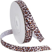 10 Yards Polyester Leopard Print Grosgrain Ribbons for Garment Accessories Chocolate 3/8 inch(10mm) about 10.00 Yards(9.14m)/Roll