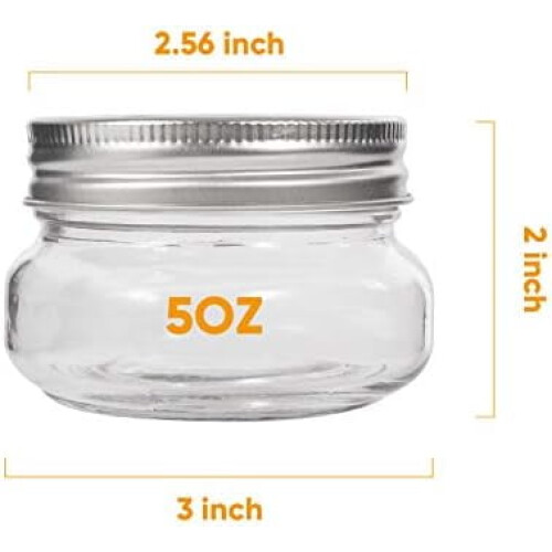 Μίνι βάζα Mason, γυάλινο βάζο 5oz με καπάκια (ασημί, ιδανικό για μαρμελάδα, μέλι, 1