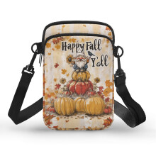 Torba na ramię Gnome Pumpkin Fall z regulowanym paskiem, poliester, dla dorosłych, 4,33 x 1,97 x 7,09, do codziennego użytku