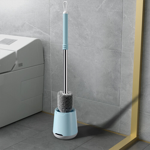 Compact Toilet Brush & Holder Set with Solid Handle, Durable Hard Bristles – Compatible with Standard Racks