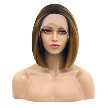30 cm krátka bob parochňa pre ženy - biela, rovná syntetická parochňa