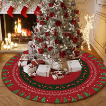 AuroraX Plush Christmas Tree Skirts Red Large 39.4 Inches Weighted Tree Skirts Home House Merry Christmas Fall Decor