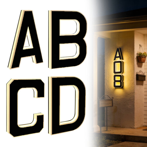 Ηλιακά LED Αριθμοί & Γράμματα Σπιτιών – Φωτιζόμενη Εξωτερική Πινακίδα Διεύθυνσης, 1