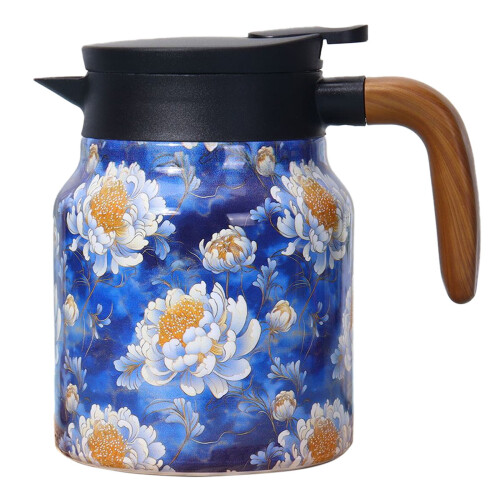 Θερμός τσαγιού 1000ml με vintage λουλουδάτο μοτίβο, από ανοξείδωτο ατσάλι, με