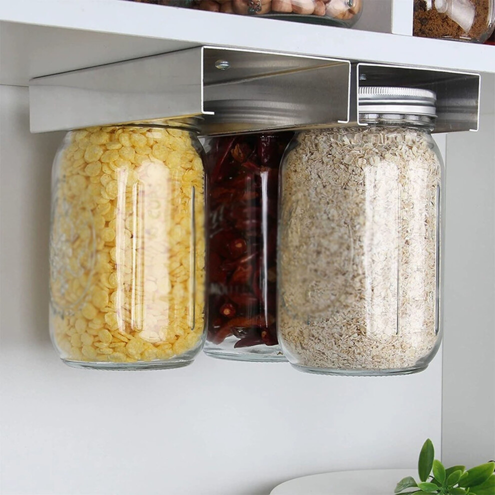 Suspended Cabinet Shelf Hanger Organizer For Mason Jars, Spices & Cans Â Space-Saving Under-Shelf Basket 9122141141303