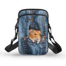 Taschentasche im Hamster-Design, 11 x 5 x 18 cm, Schultertasche aus Polyester für Erwachsene