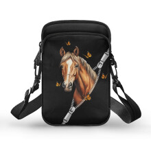 Umhängetasche mit Pferdemotiv, 11 x 5 x 18 cm, Polyester, für Damen und Herren