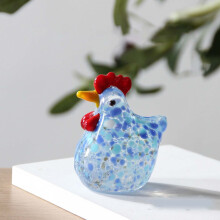 Mini Hand-Blown Glass Rooster Figurine, 2.2", Blue – Funny Farmhouse Decor for Kitchen, Office & Thanksgiving – Compatible with Home Tabletop