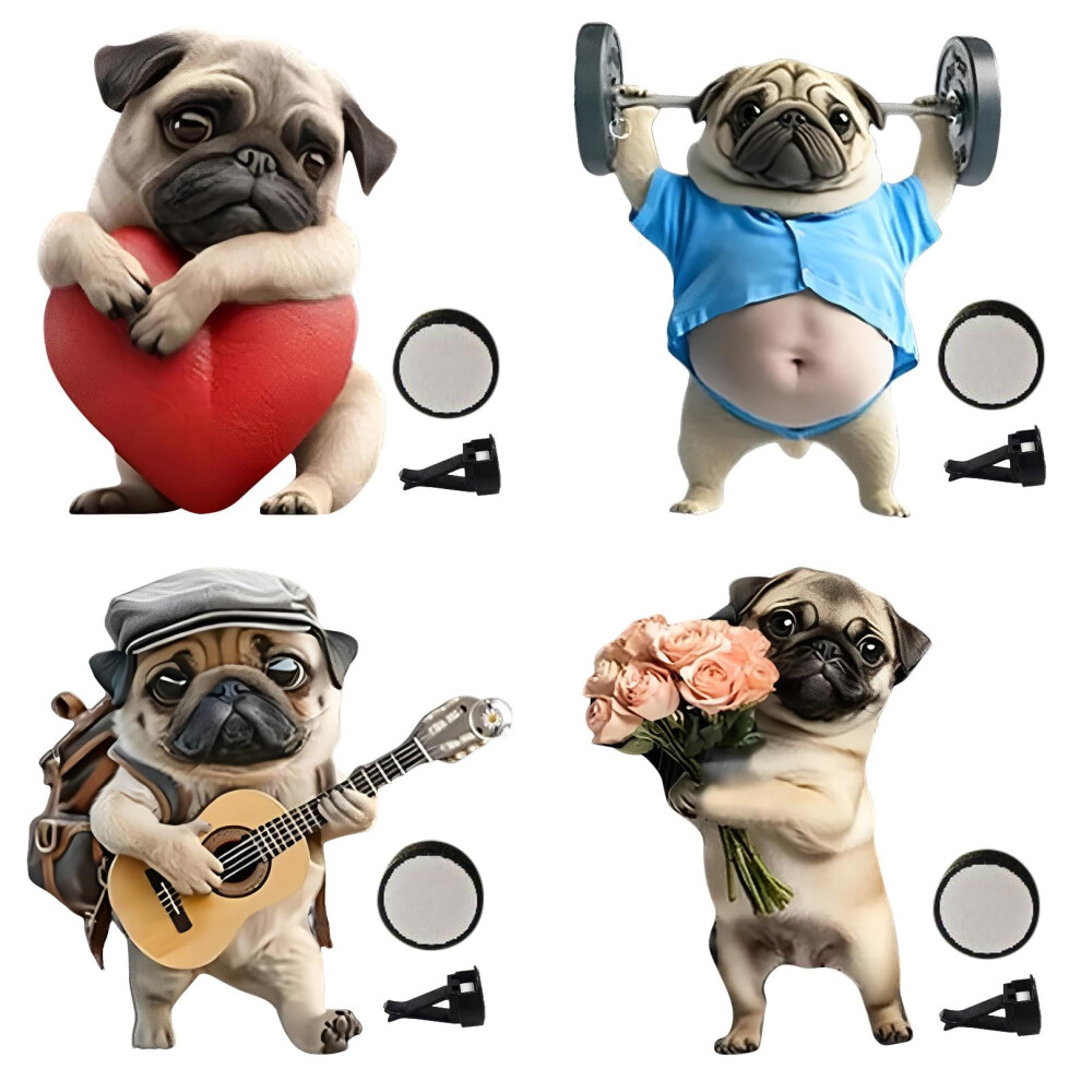 Adorable Pug Acrylic Car Air Vent Fragrance Diffuser Â 2D Cute Dog Design, Compatible With Most Vents 9122141142232
