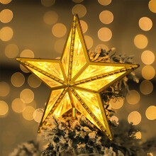Christmas Tree Topper, Christmas Decoration Tree Top Star 3D Lamp, for Christmas Decorations Xmas New Year Holiday Party (Five-Pointed Star)