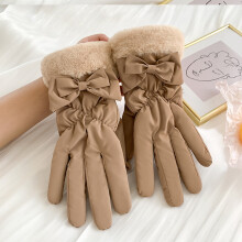 Women's Winter Thermal Gloves w/ Bow, Touchscreen & Waterproof, Extended Cuff for Driving/Skiing – Compatible with iPhone