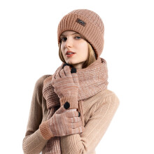 Men Women Winter Hat Warmer Scarf Touchscreen Gloves Set Warmer Neck Thick Knit Hat Set