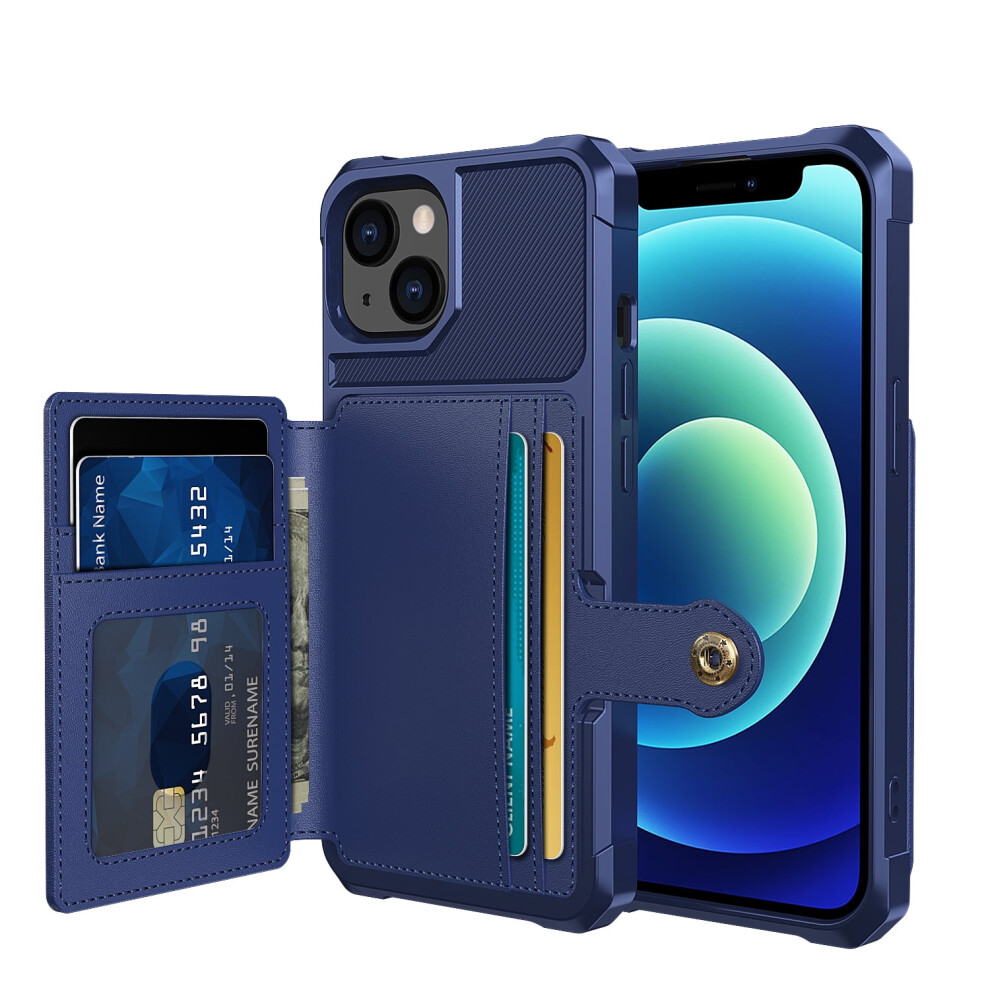 Compatible With Iphone 14 Plus Wallet Case Â Magnetic Leather Flip Folio With Id/Credit Card Slots, Stand, Dark Blue 9341593721875