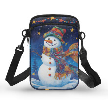 Schneemann Sternennacht Verstellbare Umhängetasche mit auslaufsicherem, verstellbarem Schultergurt, Vintage-Polyester