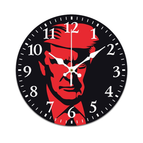 Mute Wall Clock with Black & Red American Pattern – Battery Powered, Compatible with Home/Office/Classroom