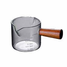 Borosilicate Glass Measuring Cup, Ergonomic Wooden Handle, Versatile Kitchen Tool, Clear Graduations, Perfect for Liquids and Dry Ingredients