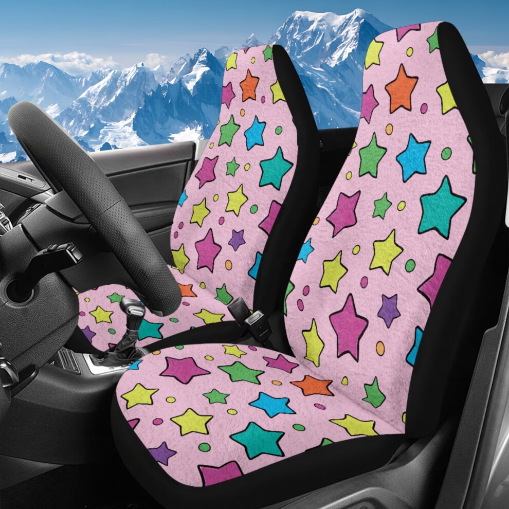 Soft Colorful Star Car Seat Covers For Front Seats Â Universal Fit For Suv, Sedan, Truck; Compatible With Most Vehicles Coral 9362892513787